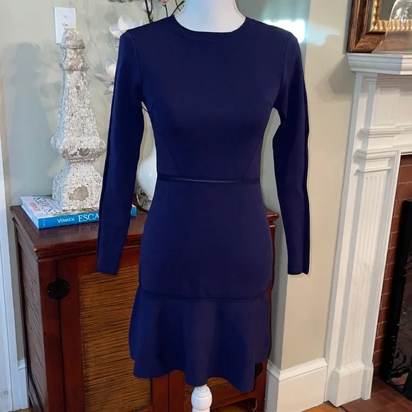 slim fit dress slacks Zara Green Sleeveless Ribbed Knit Turtleneck Ruffle Fit & Flare Mini Dress  Sz S main image 0